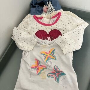 The Children's Place White and Pink Heart & Butterfly Long Sleeve Tees
